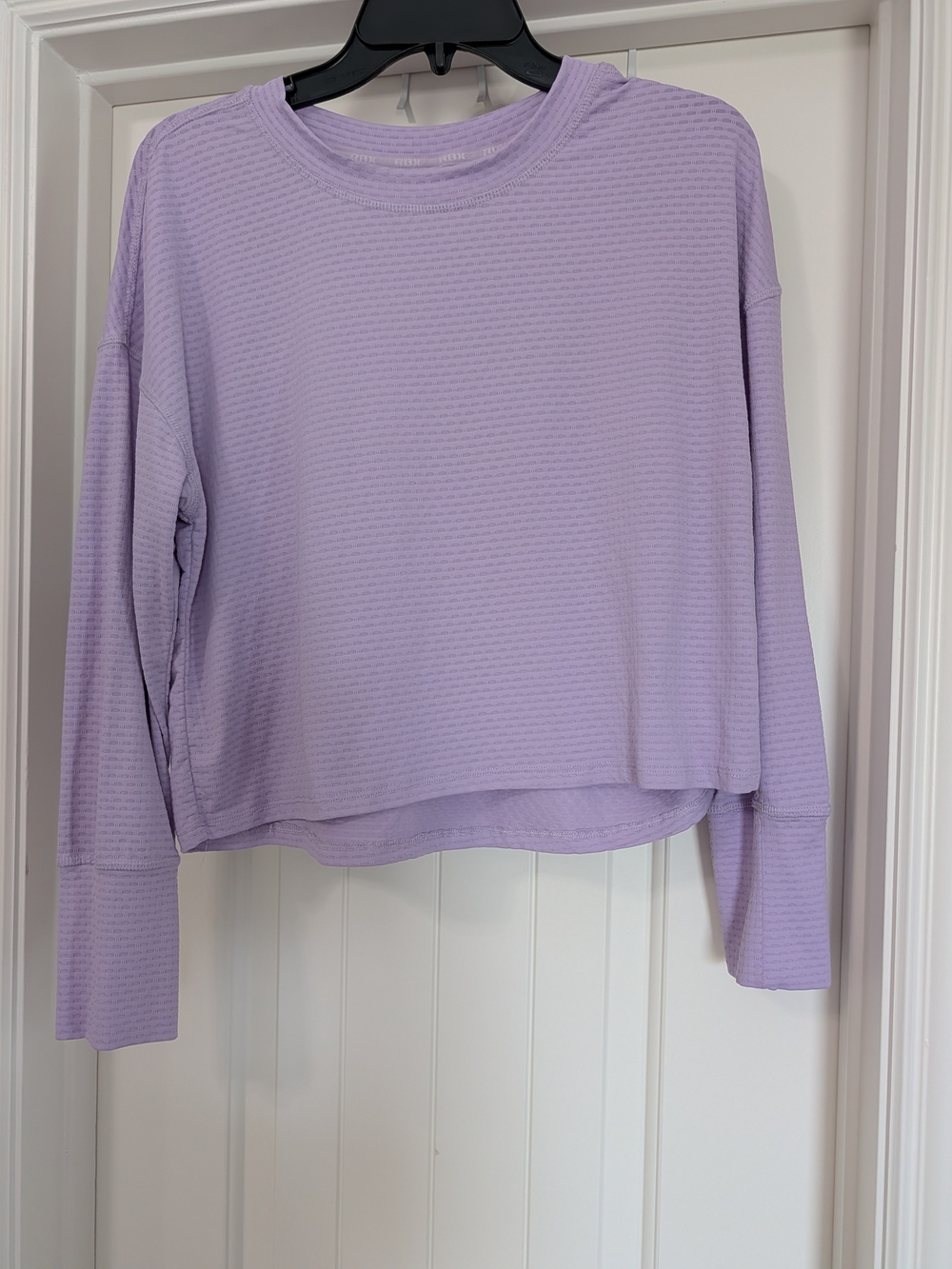 RBX Lilac Waffle-Knit Long Sleeve Crew